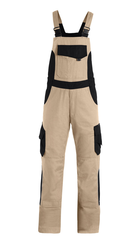 FHB ECKHARD Latzhose, beige-schwarz