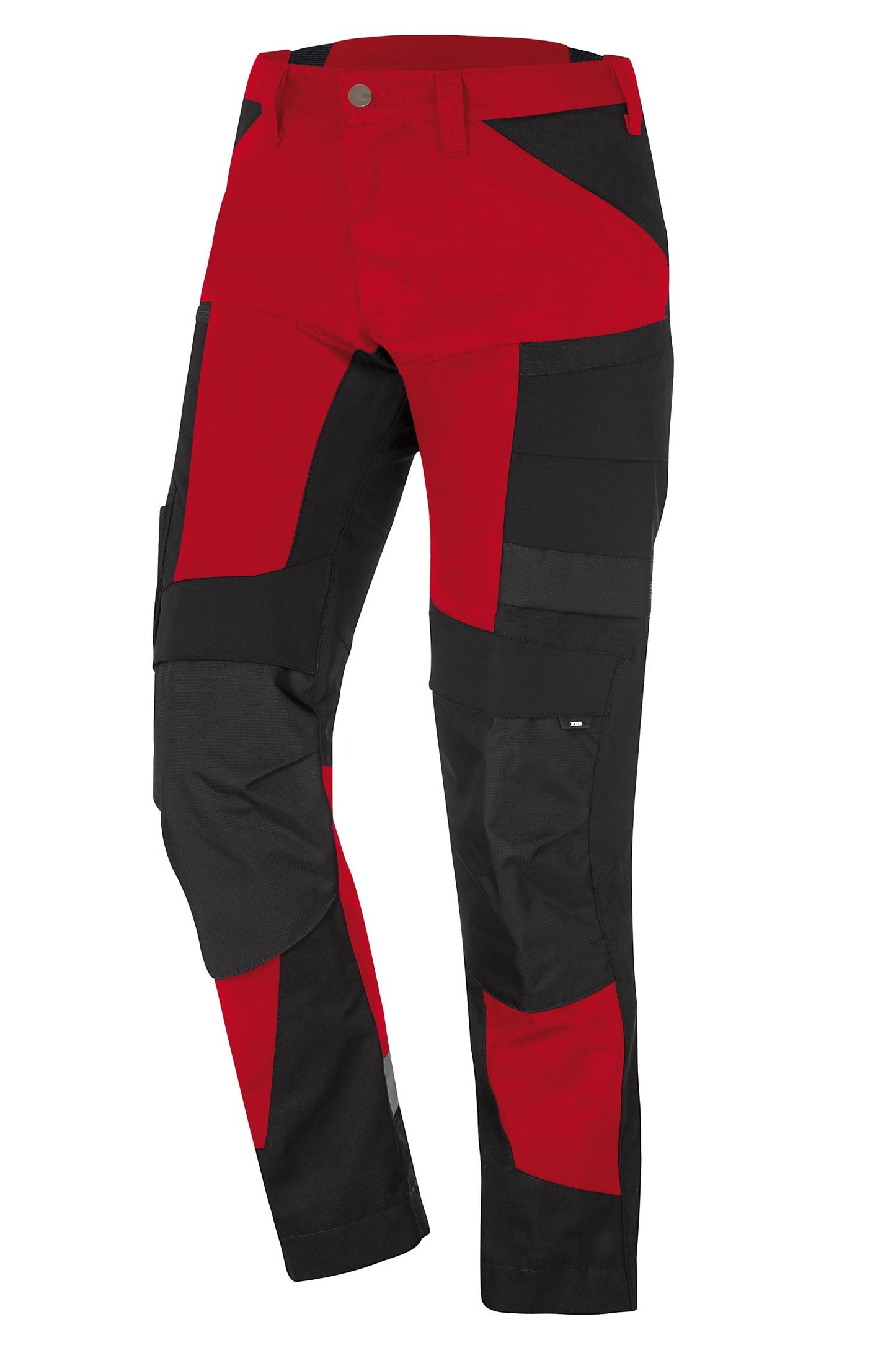 FHB LEO Arbeitshose elastisch, rot-schwarz